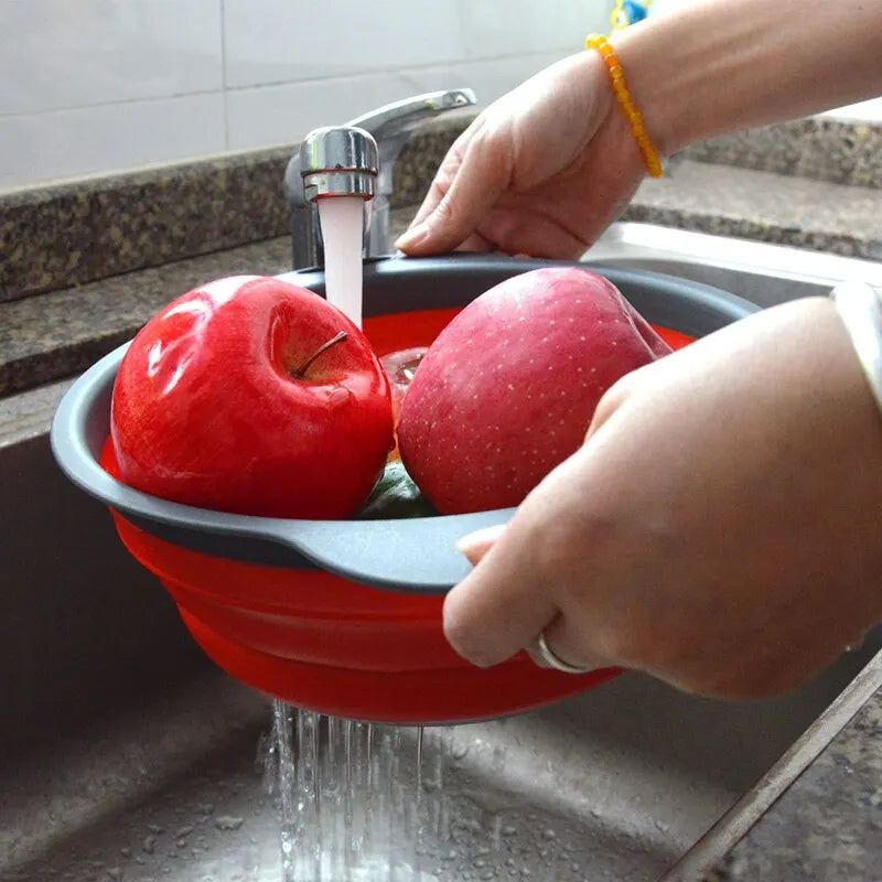 FlexiFold Kitchen Strainer - Folding Silicone Drain Basket Strainer