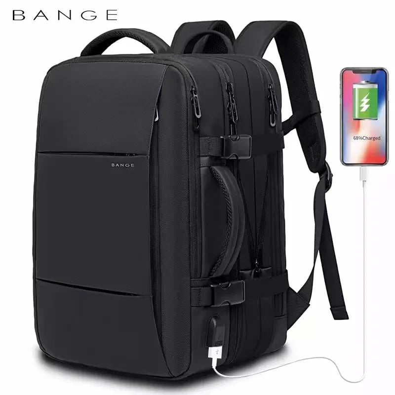 Fashion BANGE Travel Backpack Expandable USB, Waterproof