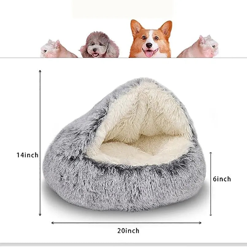 SnuggleNest Dream Haven - Soft Plush Pet Bed with Cover Round