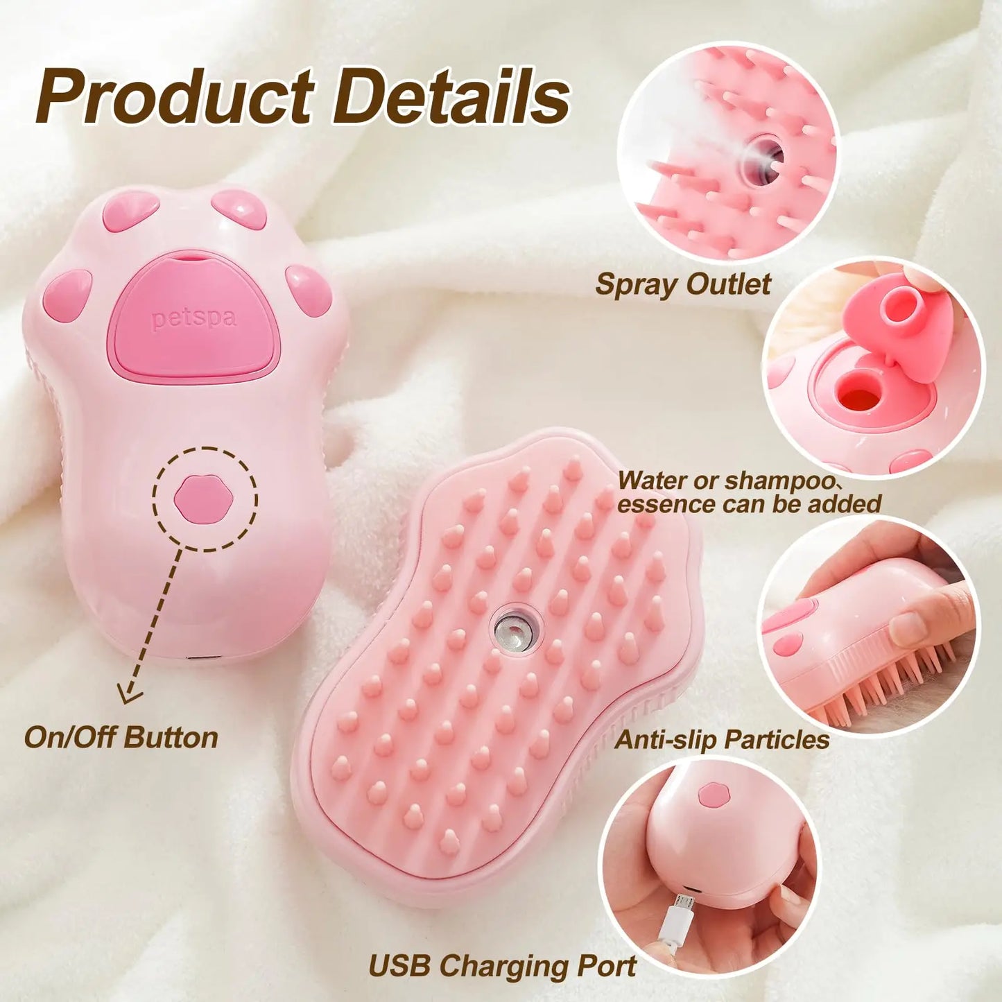 Pet Brush Electric Spray & Hair Removal