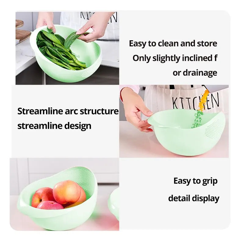 EcoWash Kitchen Colander - Green Washing Basket Kitchen