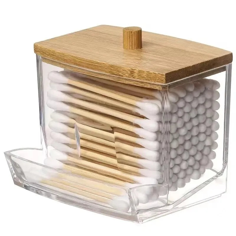 ClearView Bamboo Cotton Swab Dispenser - Cotton Swab Box