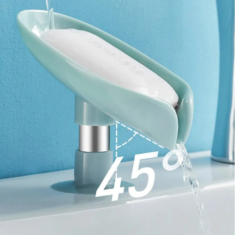 LeafLuxe Dual Soap Holder Set - Drain Soap Holder Leaf Shape Soap Box