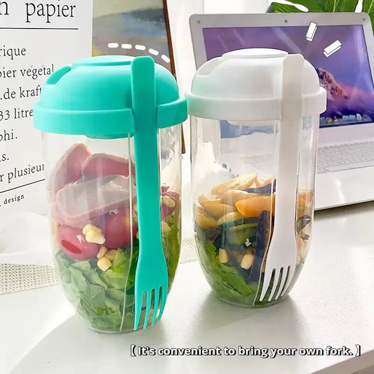 SaladSipper - White/Green Bottle Salad Container