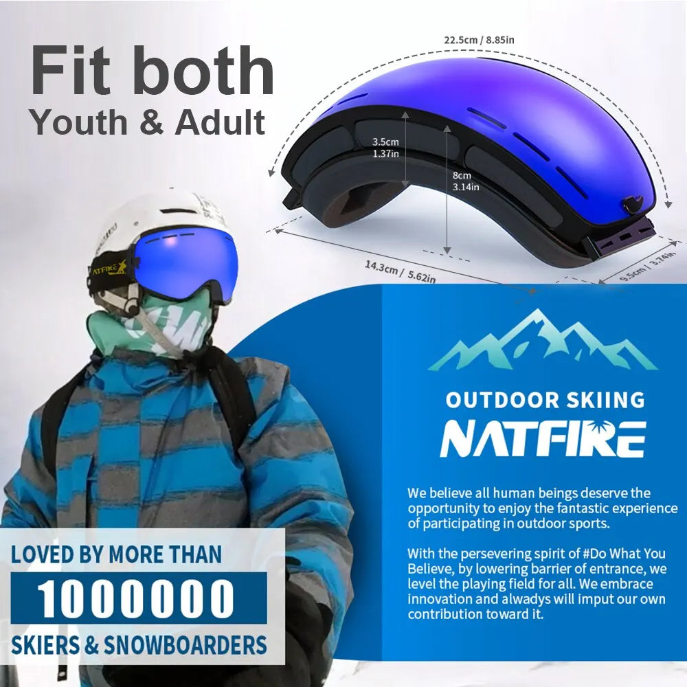 PeakVision SlopeMaster Goggles - NATFIRE Ski Goggles Double Layers Anti-fog UV400