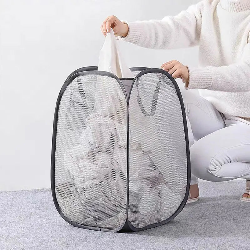 BreezeBin Pop-Up Laundry Basket -Mesh Laundry Basket