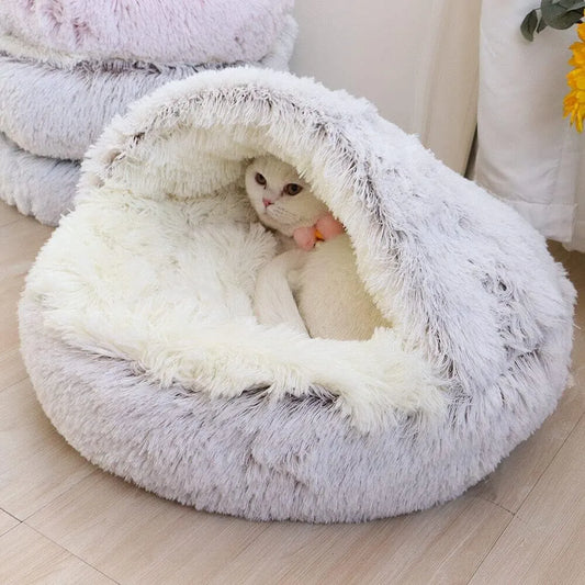 SnuggleNest Dream Haven - Soft Plush Pet Bed with Cover Round