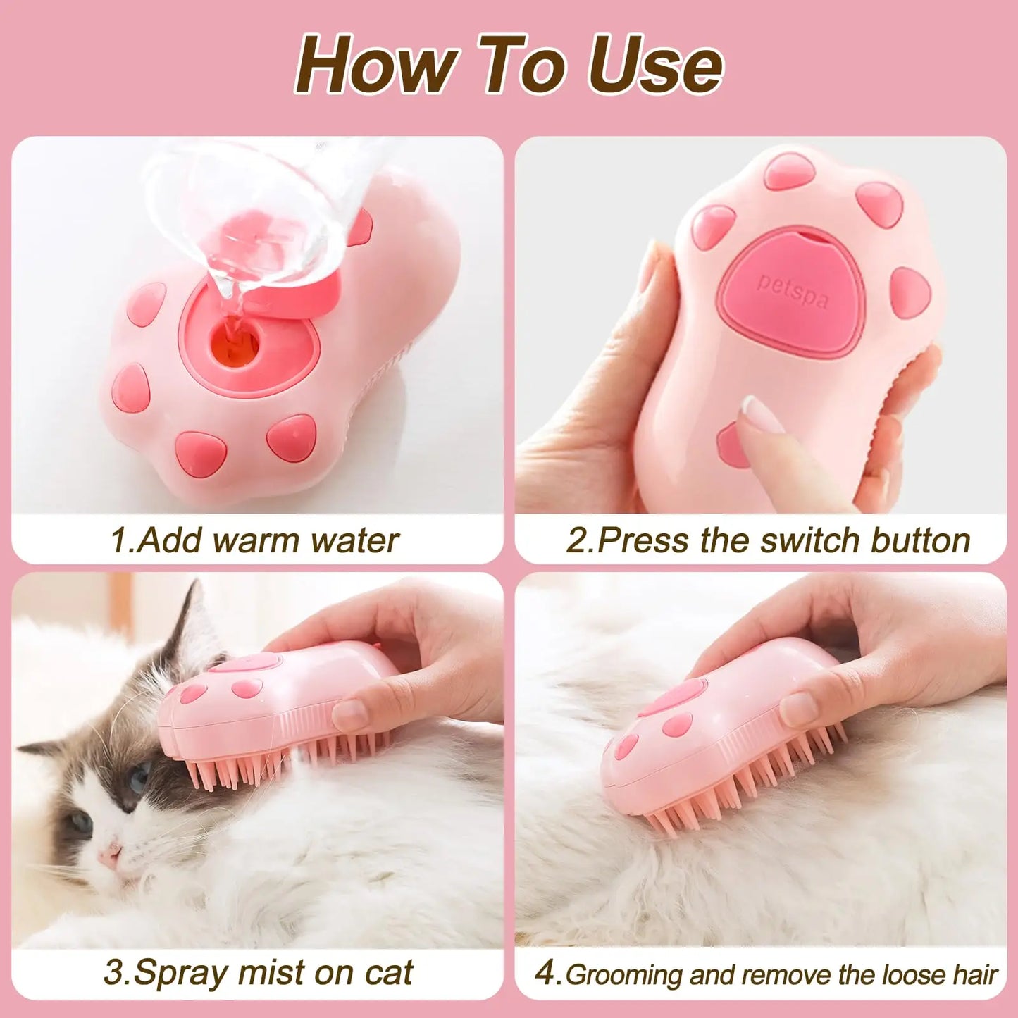 Pet Brush Electric Spray & Hair Removal