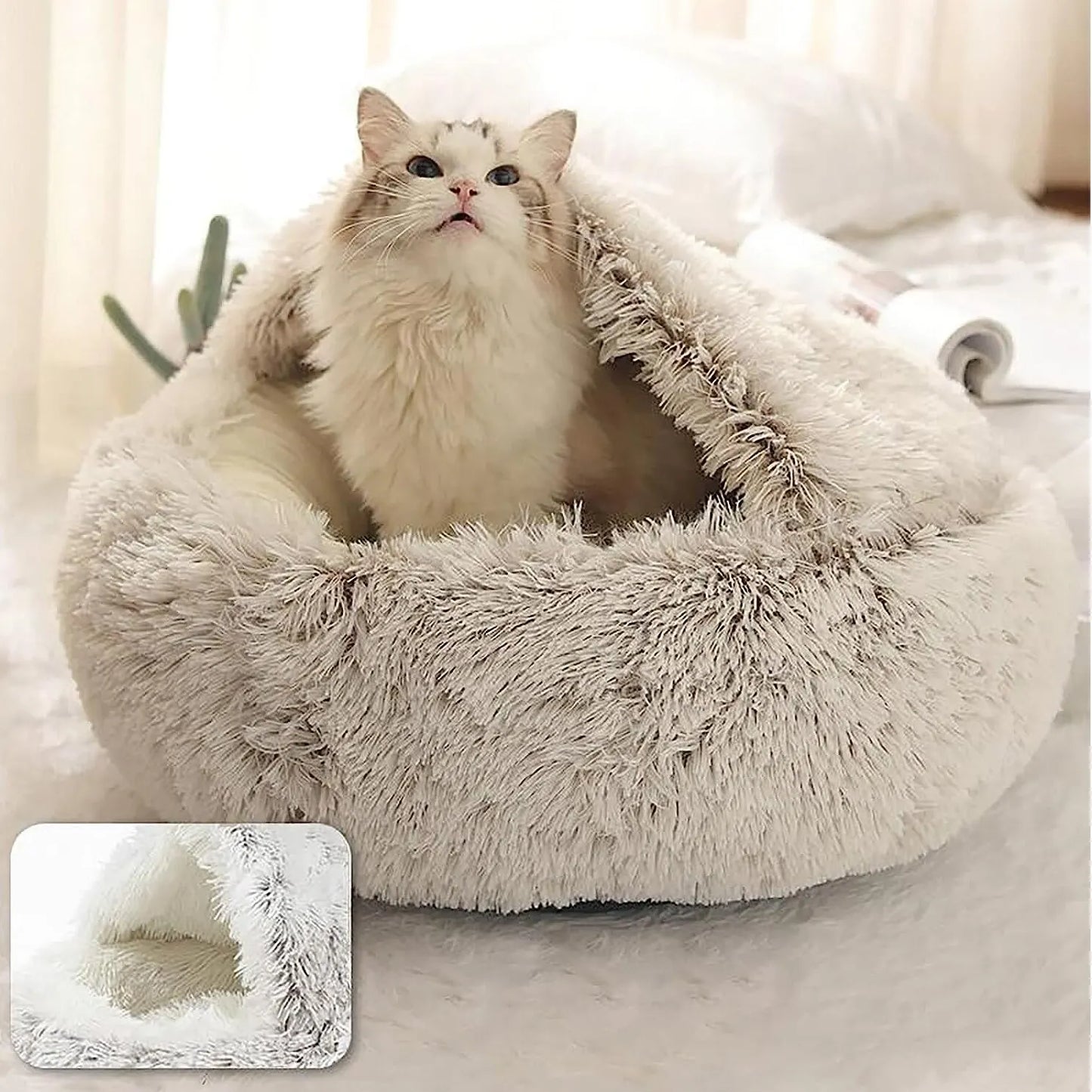 SnuggleNest Dream Haven - Soft Plush Pet Bed with Cover Round