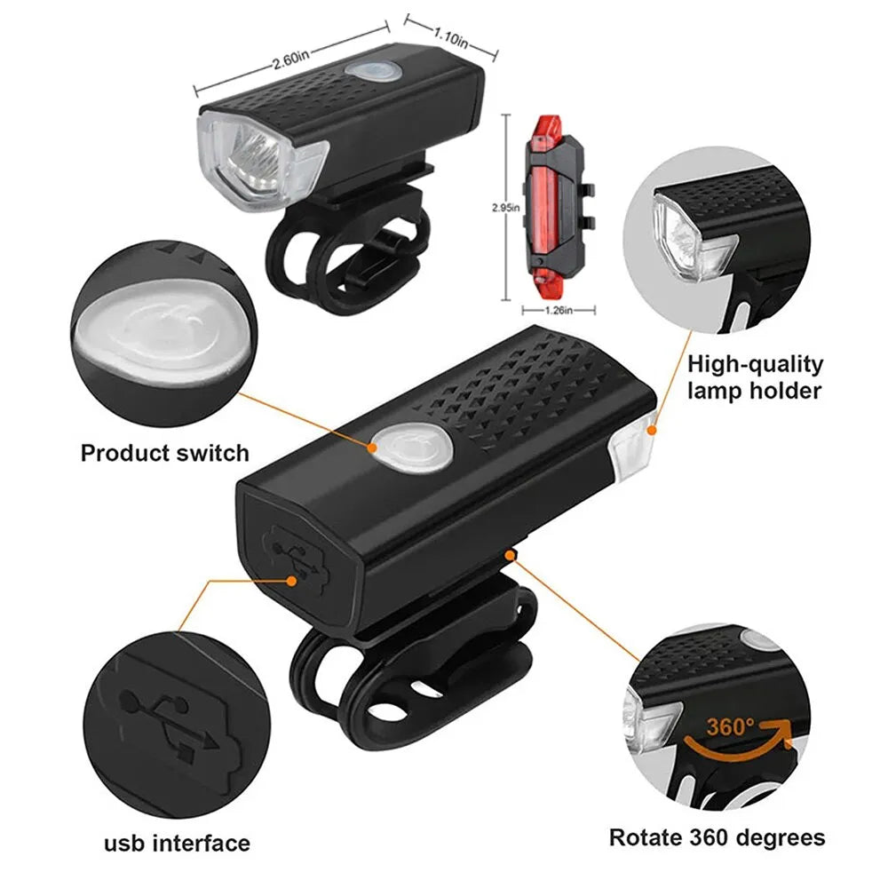 IllumiRide USB Rechargeable Bike Light Set - USB Rechargeable Bike Light Set