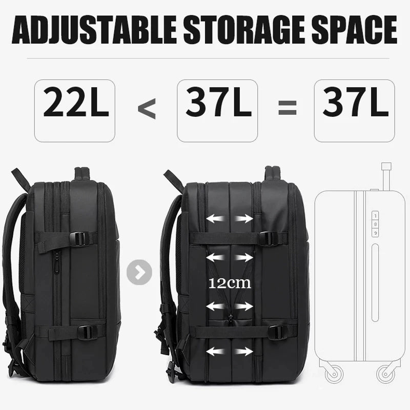 Fashion BANGE Travel Backpack Expandable USB, Waterproof