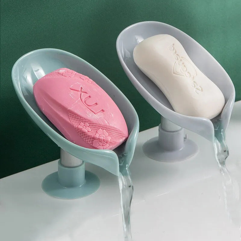 LeafLuxe Dual Soap Holder Set - Drain Soap Holder Leaf Shape Soap Box