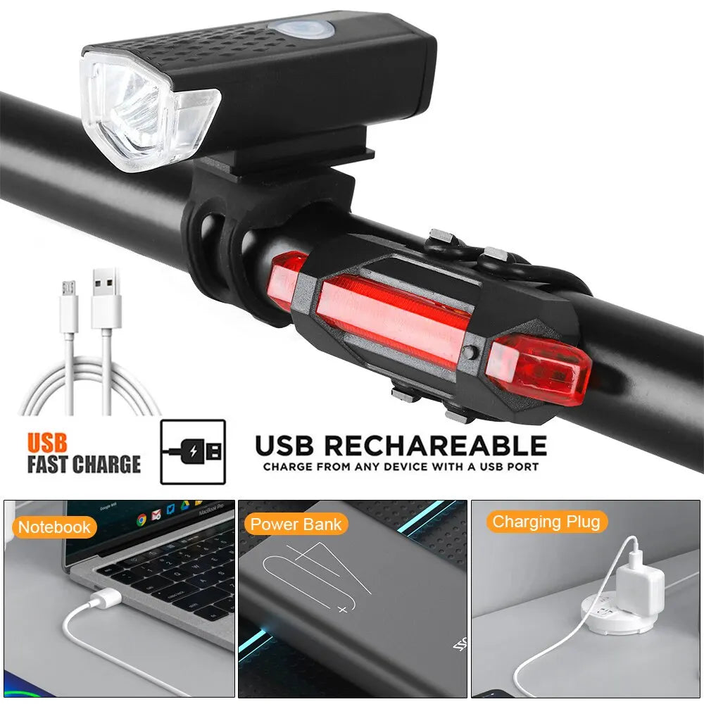 IllumiRide USB Rechargeable Bike Light Set - USB Rechargeable Bike Light Set