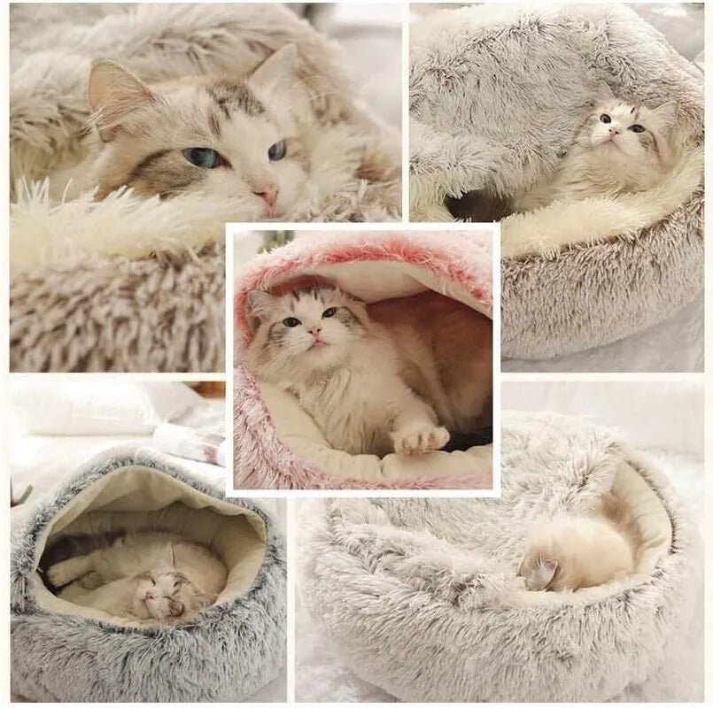 SnuggleNest Dream Haven - Soft Plush Pet Bed with Cover Round