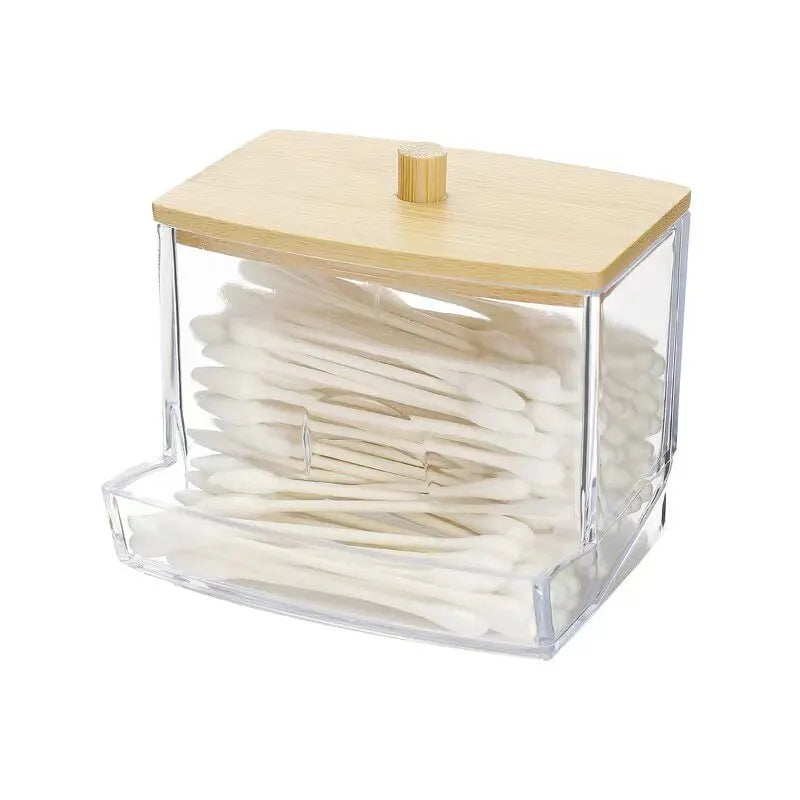 ClearView Bamboo Cotton Swab Dispenser - Cotton Swab Box